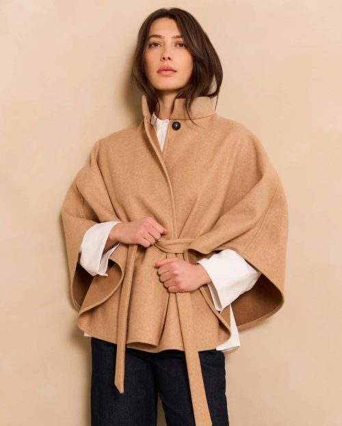 Poncho Light Camel Melange Yaya bruin