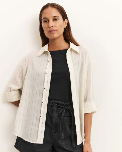 Blouse Stripe Summer Sand Yaya ecru dessin
