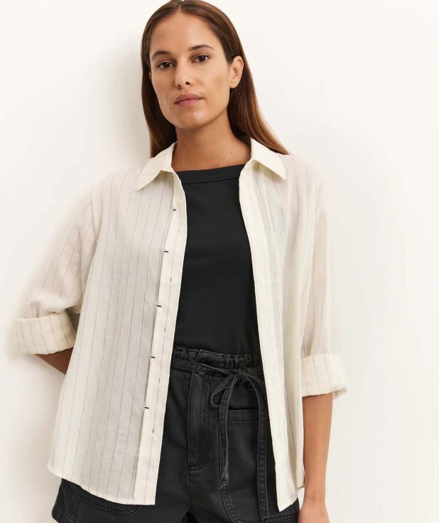 Blouse Stripe Summer Sand Yaya ecru dessin