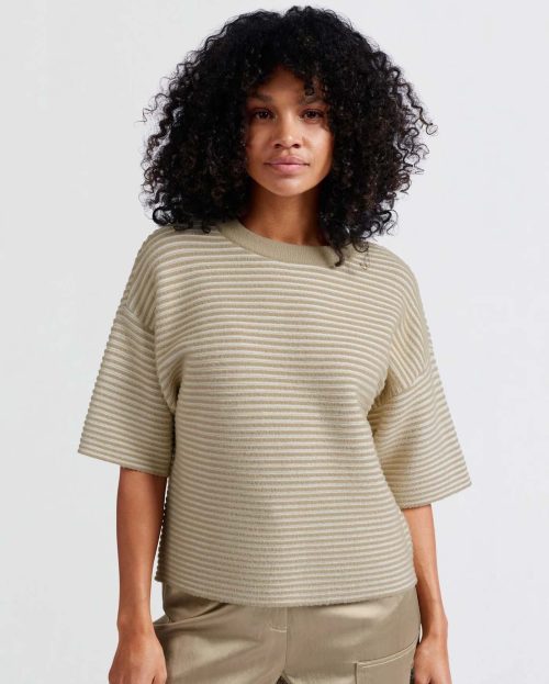 Sweater Fluffy Stripe Safari Yaya groen