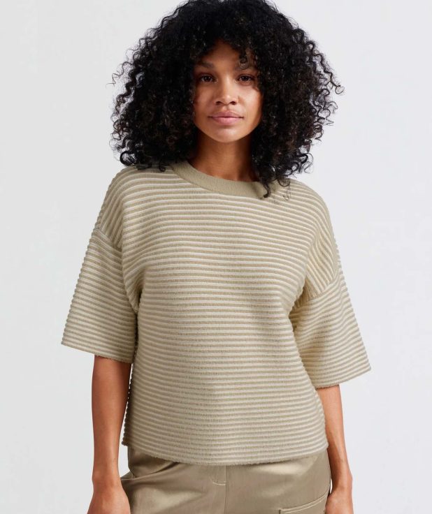 Sweater Fluffy Stripe Safari Yaya groen
