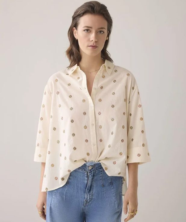 Blouse summum embroidery flowers ecru