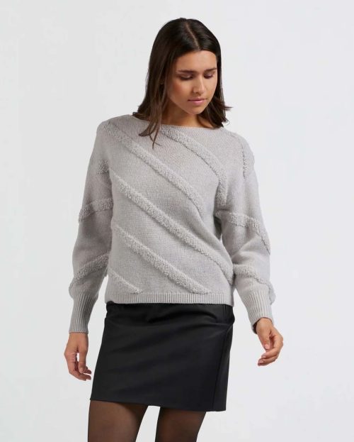 Sweater Boucle Stripe Grey Yaya sky grey