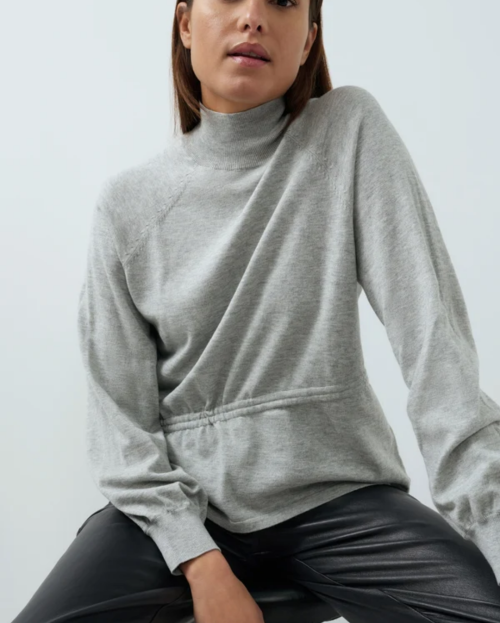 Sweater met hoge hals en taillekoord
