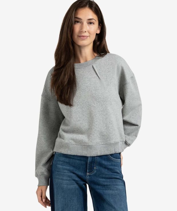 Sweater Medium Grey Yaya plooi detail