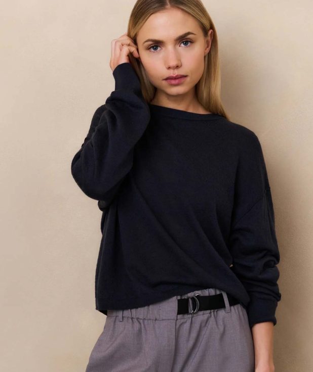 Sweater Texture Blue Yaya inkwell blauw
