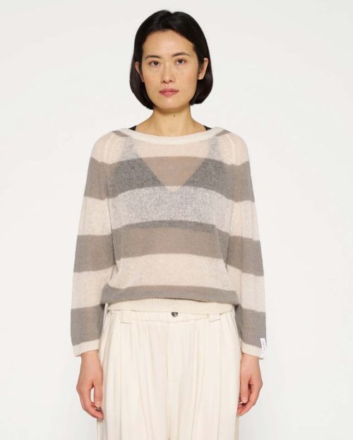 Sweater Knit Stripes 10Days ecru sage