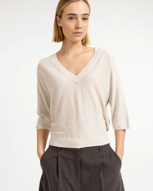 Sweater v neck Beige Melange yaya