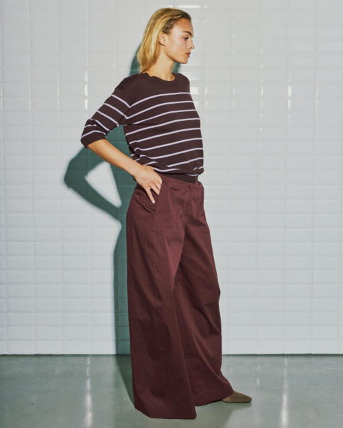 Strepen shirt Wine | Lavender Stripe With Black