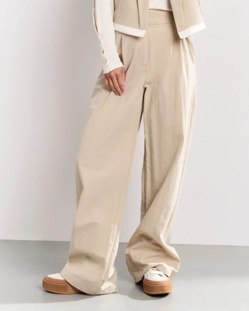 Broek Twill Beige wide leg Yaya