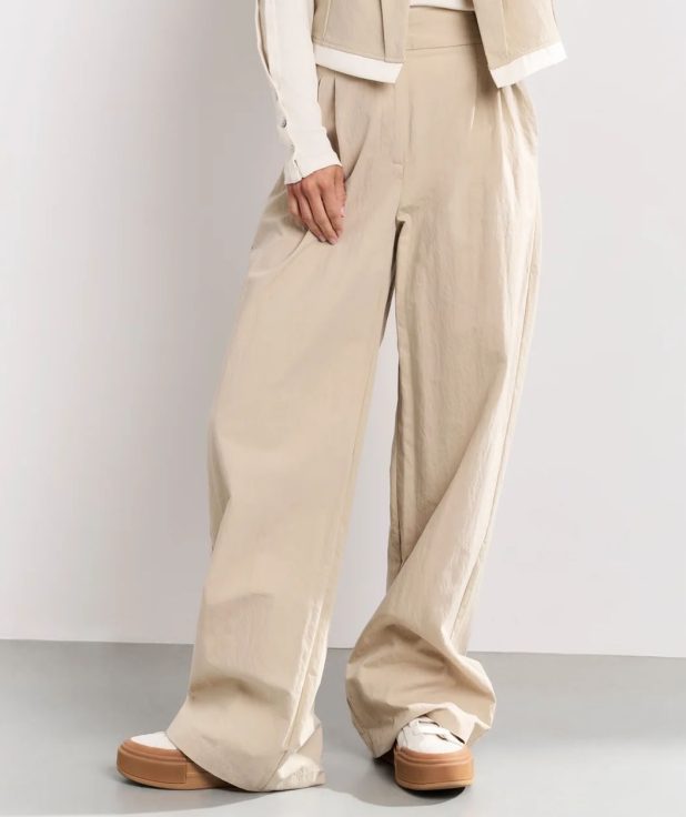 Broek Twill Beige wide leg Yaya