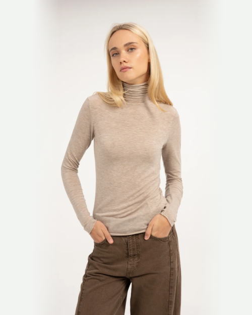 yaya Jersey coltop beige melange