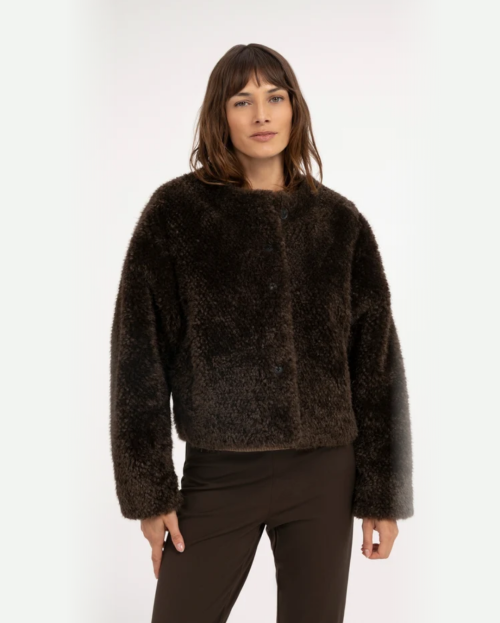 yaya Oversized korte jas deliciose brown