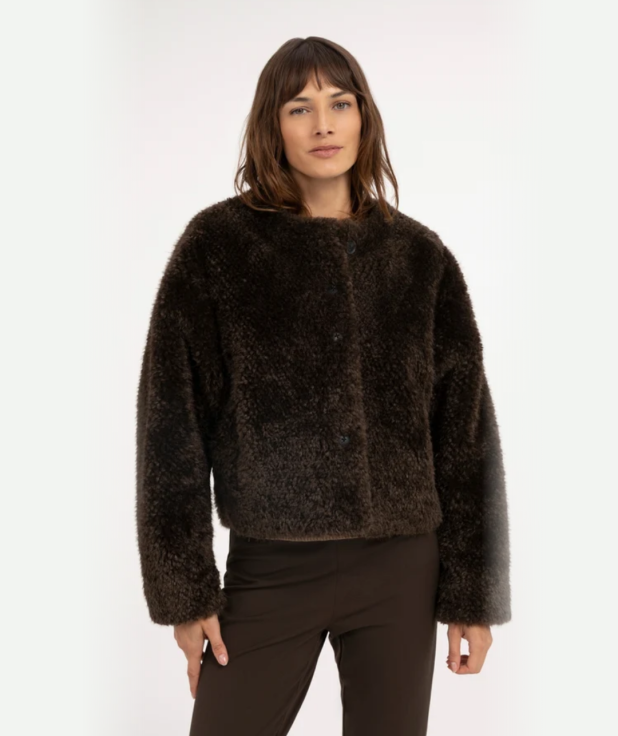 yaya Oversized korte jas deliciose brown