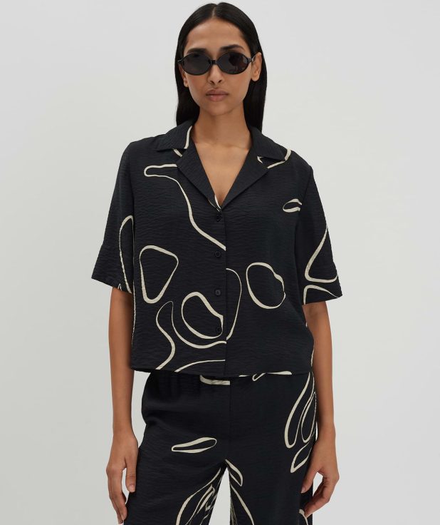 Blouse Zesora Zwart Someday print