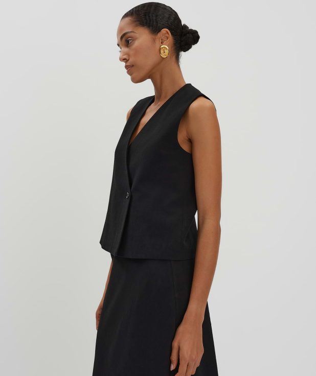 Gilet Nabril Zwart Someday black linnen